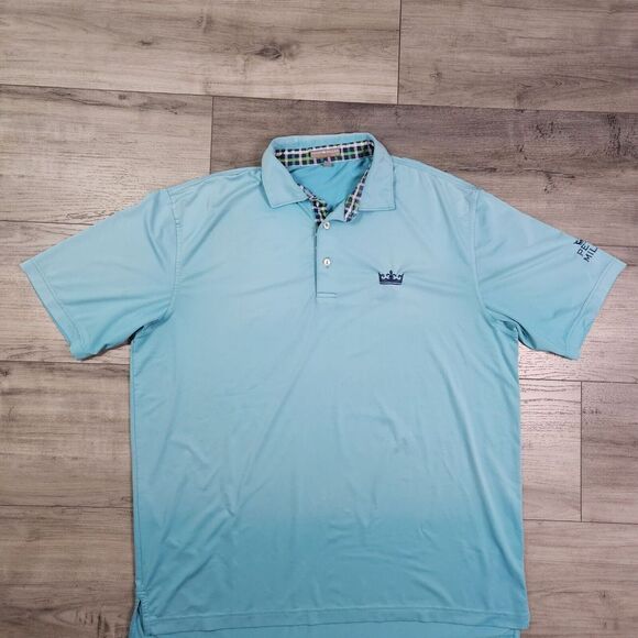 Peter Millar Summer Comfort Polo Golf Shirt Men's XL Golf Logo Blue Aqua - Picture 5 of 9